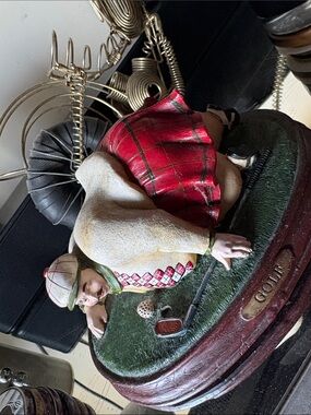 Golf Decor Figurine with Red Plaid Skirt